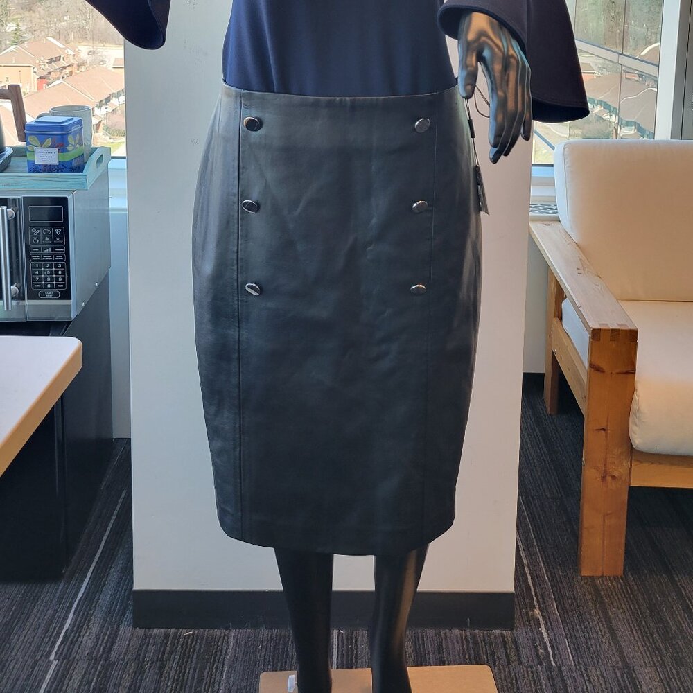 Calvin Klein Black Pu (Polyurethane) leather skirt